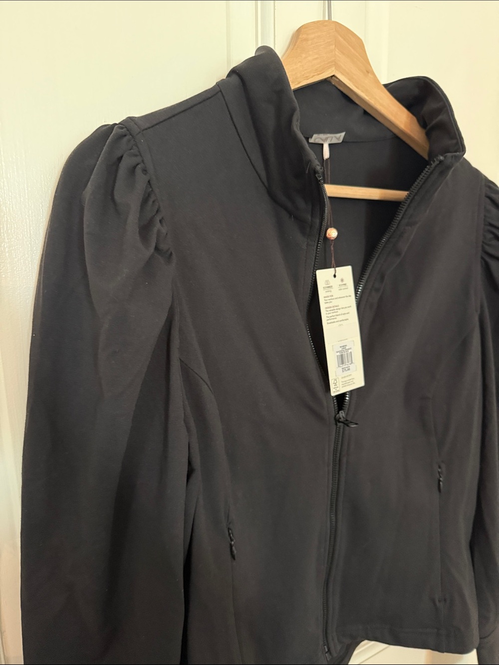 CALIA by Carrie Underwood Black Zip-Front Jacket with Puff Shoulders - Picture 3 of 3